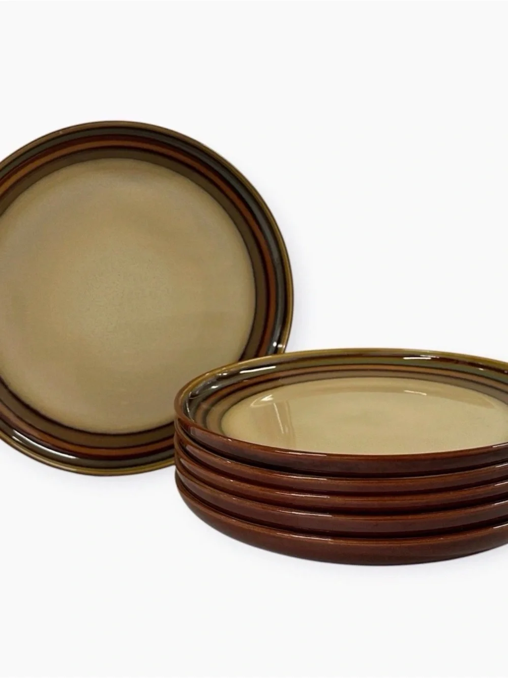 Set of 6 Sango Flair Brown 4836 Dinner Plates 11” Stoneware Discontinued